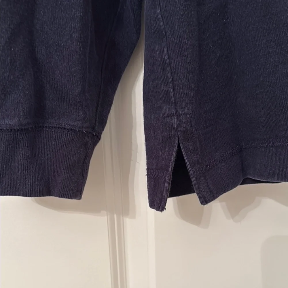 J Crew Vintage Navy Long Sleeve Rugby Shirt with Plaid Collar - Picture 2 of 5